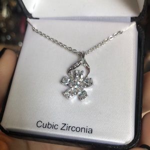 Cubic Zirconia Flower Necklace